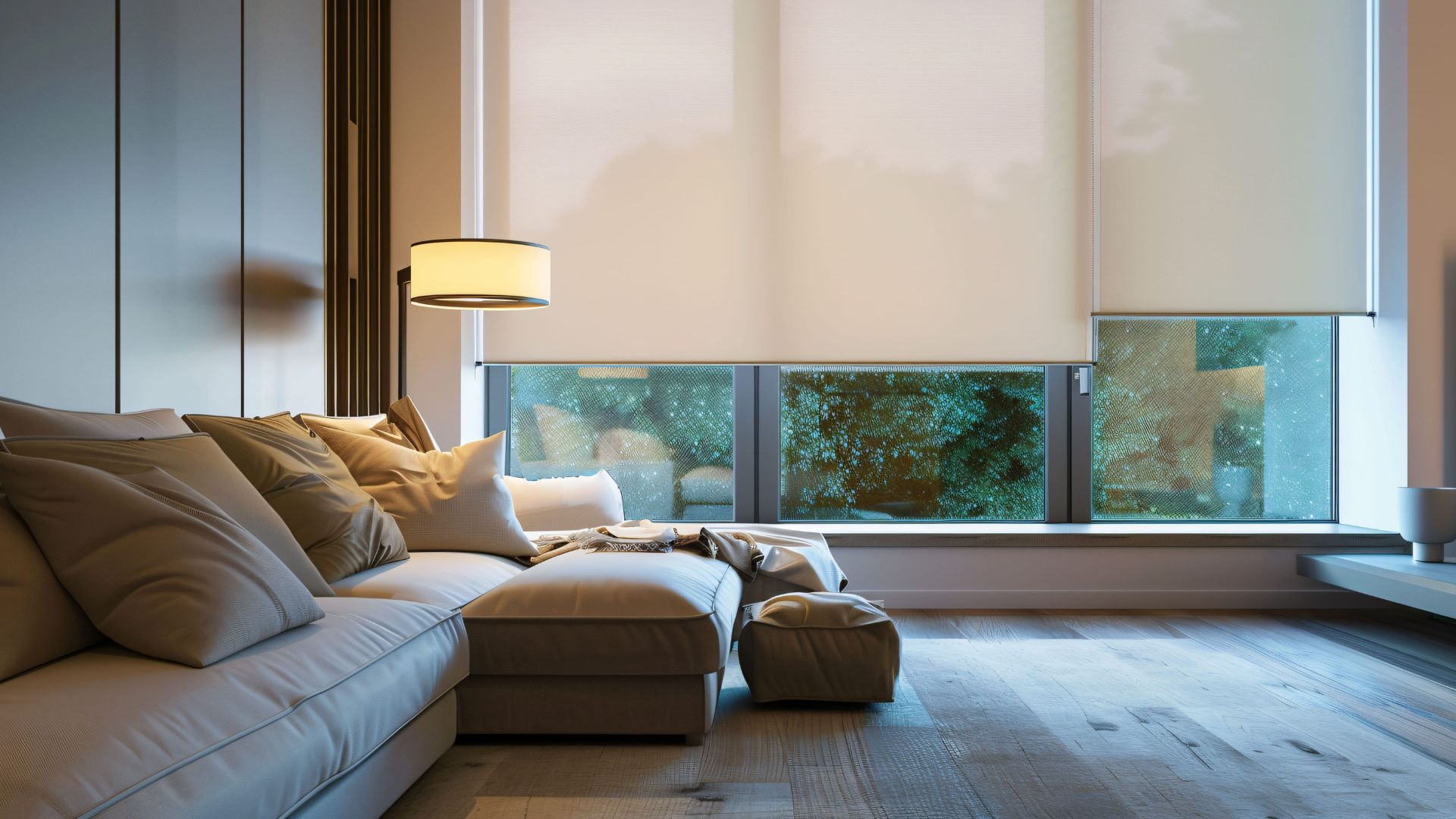 Sala de estar con cortinas elegantes en Puerto Vallarta